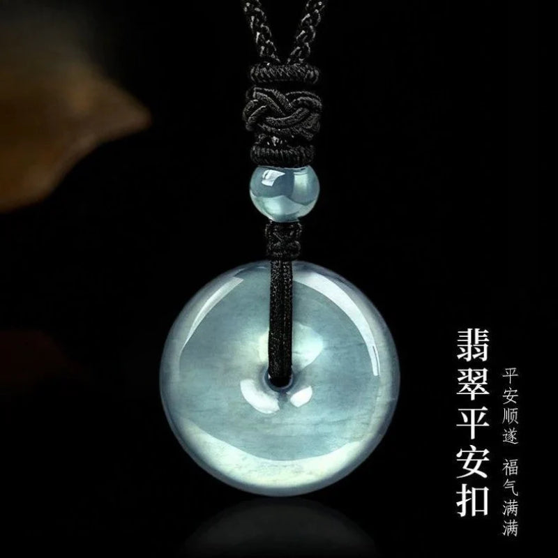 Aurakin Jade Pendant Safety green Buckle - Antique Elegant Versatile Gift for Him or Her - AuraKin