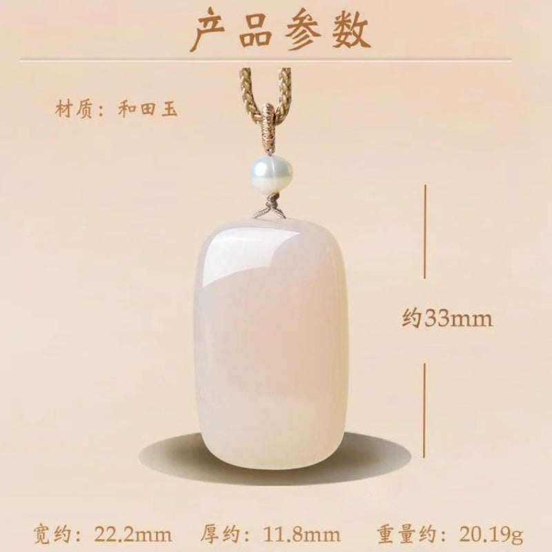 Hetian Jade Pendant Women's Natural pink Jade Necklace with Lotus Root Powder Safe Brand - AuraKin