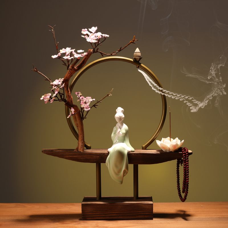 New Chinese style backflow incense burner aromatherapy creative personality Zen charm household living room entrance office home decoration Lucky Gallery