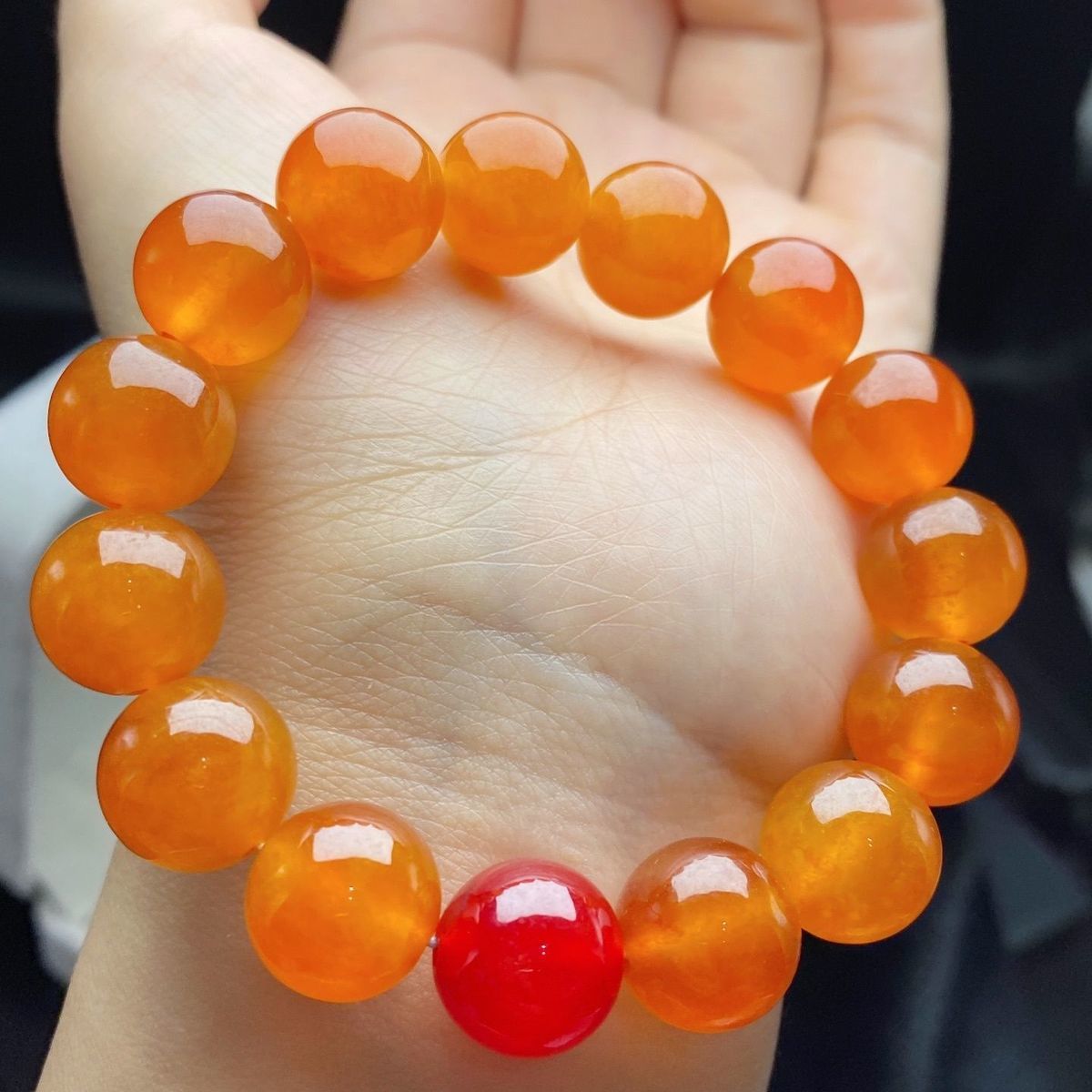 Myanmar Jadeite Bracelets - Natural Ice Yellow & Red Jade Round Beads for Men & Women with Certificates - AuraKin