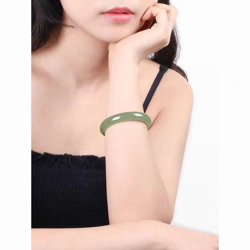 Xinjiang genuine Hetian jade ice clear water lake green women's jade bracelet jade bracelet birthday gift for girlfriend - AuraKin
