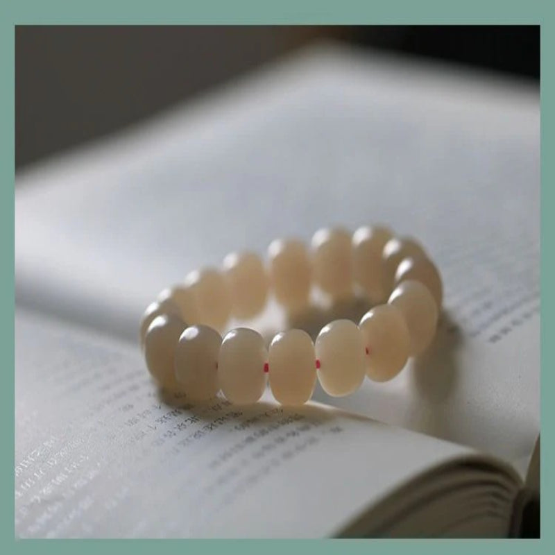 New Hetian Jade Lotus Root Bracelet - Genuine Old Pit Pink Qinghai Bead for Men and Women - AuraKin