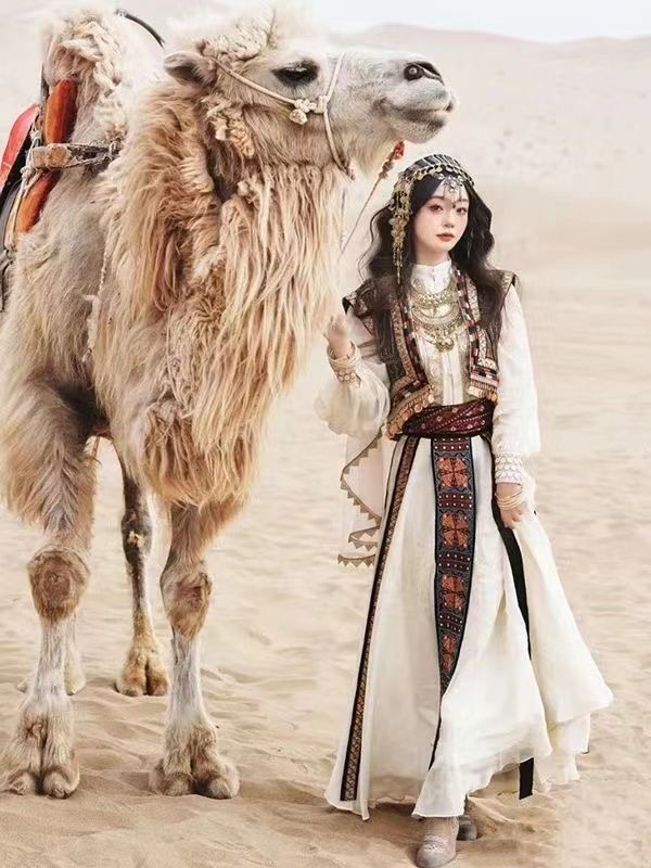 Ancient Princess Ethnic Western Regions Clothing Embroidery Heavy Industry middle  Xinjiang Feng Han Elements New Exotic Yunnan Court Photography - AuraKin