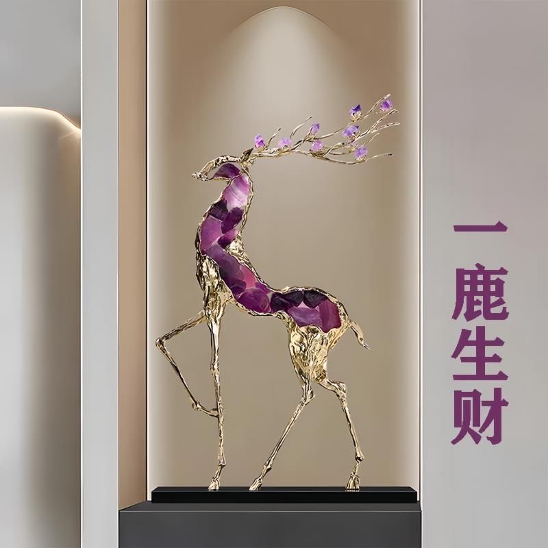 New crystal deer ornament entrance luxury high-end ornament living room light luxury high-grade rough stone Lucky Gallery