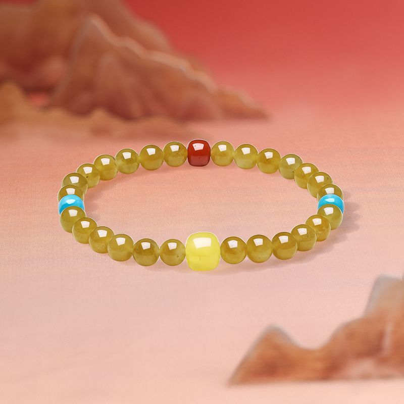 AuraKin Natural Hetian Jade Bracelet Gaocai Transshipment Bracelet Beaded Gift Jade Birthday Gift Box - AuraKin