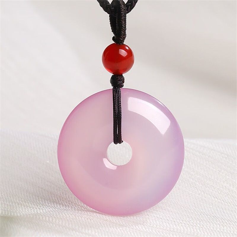 High Ice Powder Agate Safety Buckle Pink Jade Pendant Necklace for Women and Children Ages 6-12 - AuraKin