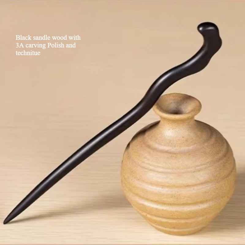 Ebony hairpin, new Chinese style, ancient style, daily hair updo hairpin for women, simple and elegant sandalwood hairpin, wooden plain hairpin