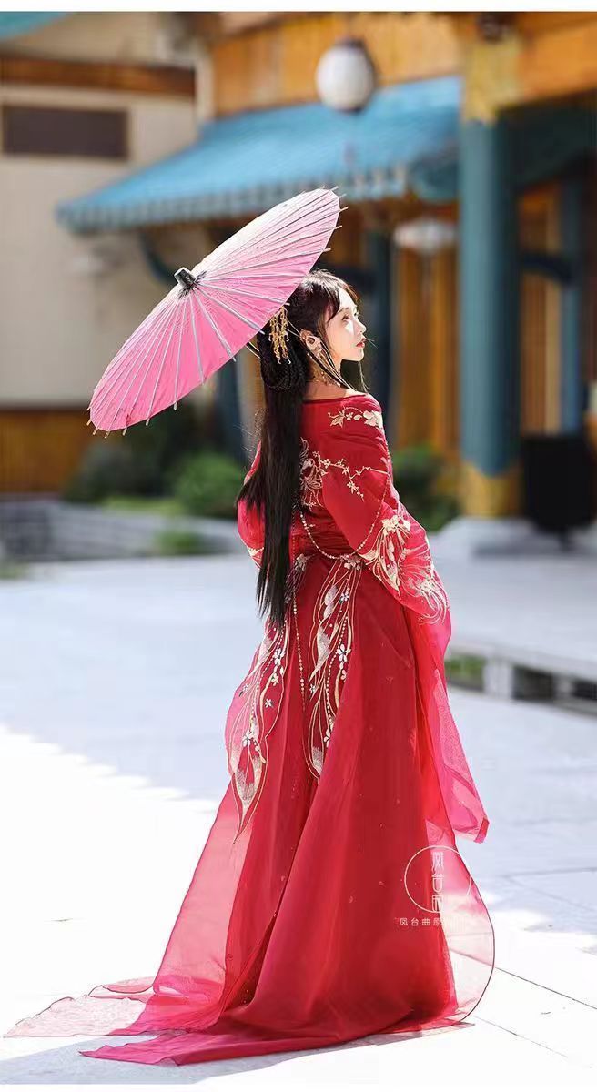 2025 New Hanfu Women's Clothing Twelve Flower God Emperor Ji Wei Jin Southern and Northern Dynasties Heavy Industry Embroidery Super Immortal Cross-collar Skirt middle - AuraKin