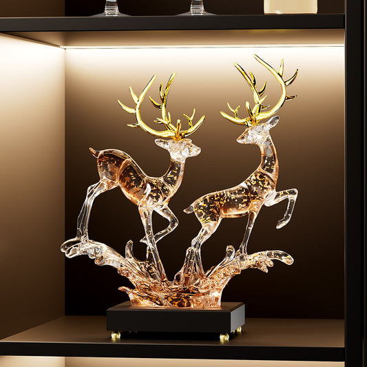 Fengsheng Shuiqi Lucky Deer Ornament Light Luxury High-end Sense Living Room Entrance Wine Cabinet TV Cabinet Decoration Housewarming Gift Lucky Gallery