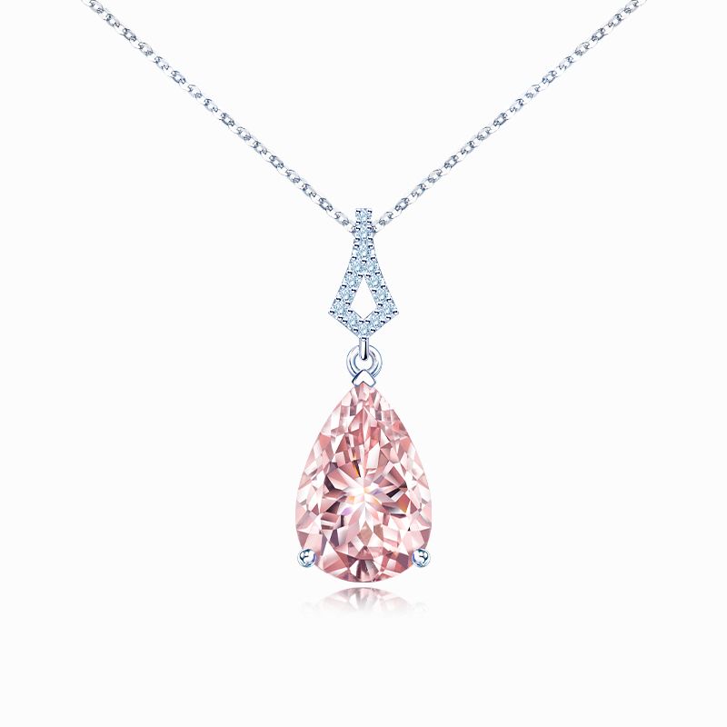 18k Rose Gold Morganite pink Necklace Cherry Blossom Pendant Birthday Gift Box for Girlfriend - AuraKin