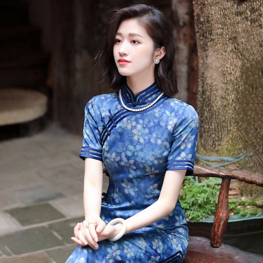 Dora Bana dignified and elegant cheongsam summer 2025 new women's retro Chinese style temperament daily mother outfit